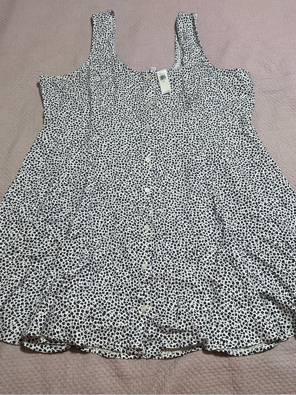 Old Navy White Sleeveless Mini Dress with Blue Dot Print